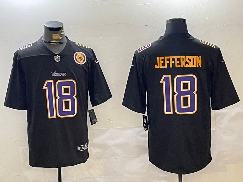 Men's Minnesota Vikings #18 Justin Jefferson Nike Black 2024 F.U.S.E. Vapor Limited Stitched Jerseys