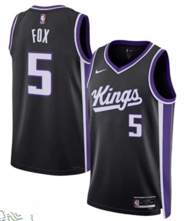 Men's Sacramento Kings #5 De'Aaron Fox Black Icon Edition Swingman Stitched Basketball Jersey