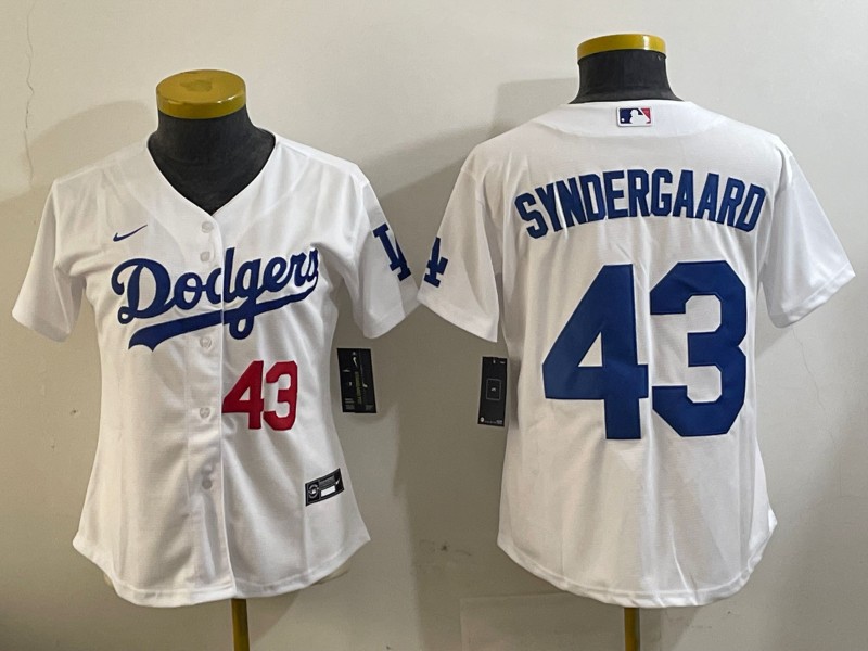 Women's Los Angeles Dodgers #43 Noah Syndergaard White Limited Stitched Baseball Jersey