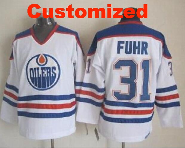 Men's Edmonton Oilers Customized White CCM Throwback Stitched NHL Jersey