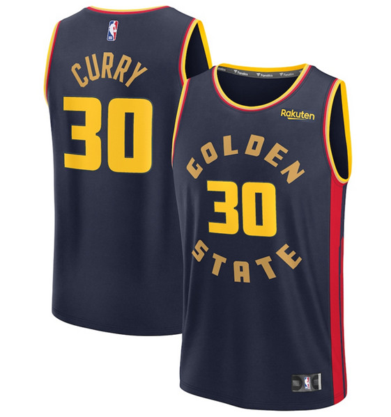 Men's Golden State Warriors #30 Stephen Curry Navy 2024 25 City Edition Stitched Basketball Jersey