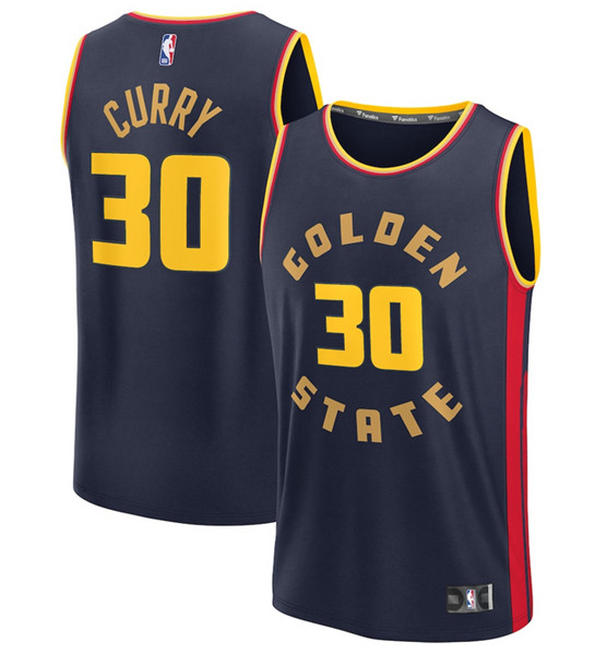 Men's Golden State Warriors #30 Stephen Curry Navy 2024 25 City Edition Stitched Basketball Jerseys