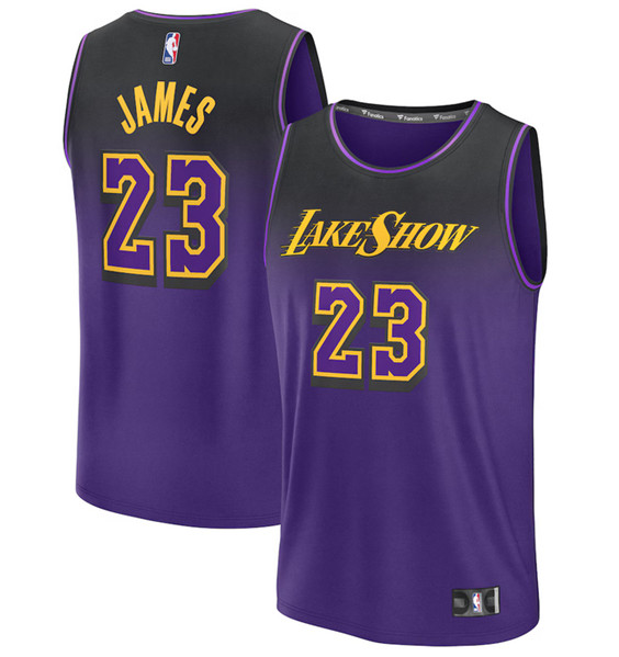 Men's Los Angeles Lakers #23 LeBron James Purple 2024 25 City Edition Stitched Basketball Jersey