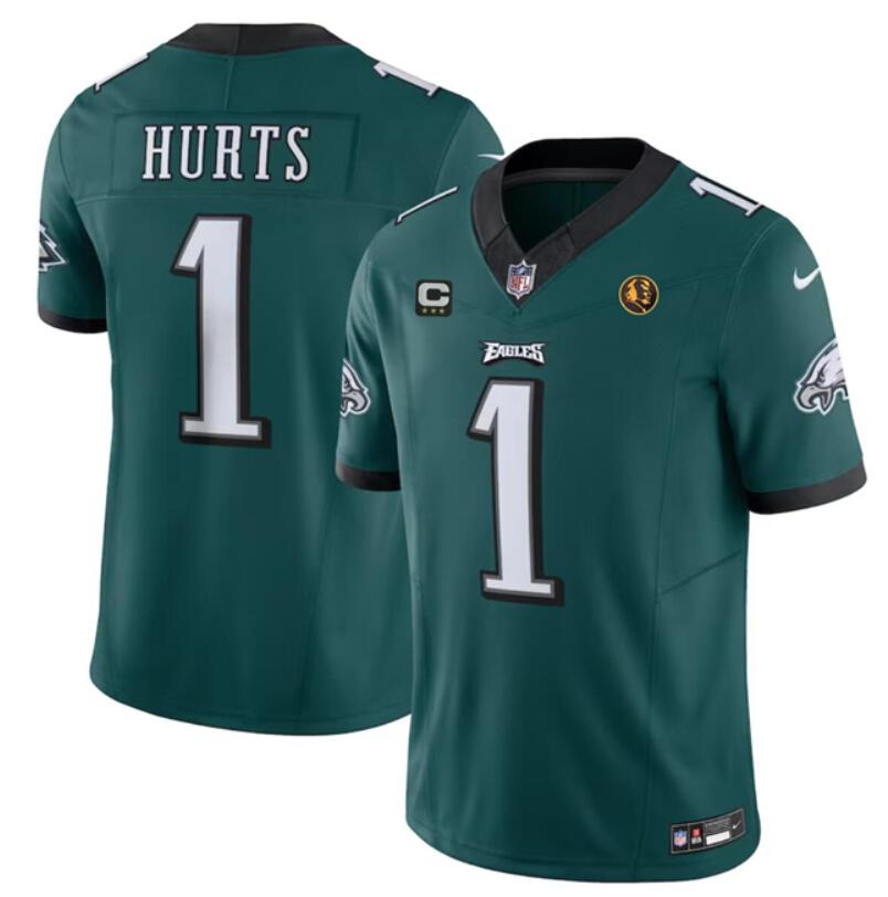 Youth Philadelphia Eagles #1 Jalen Hurts Green 2023 F.U.S.E. With 3-Star C Patch And John Madden Patch Vapor Limited Football Stitched Jersey