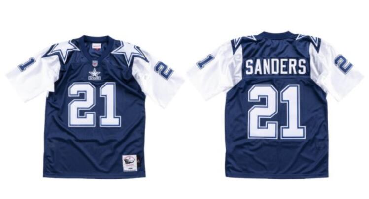 Men's Dallas Cowboys #21 Deion Sanders Navy 1995 Throwback Stitched NFL Jersey