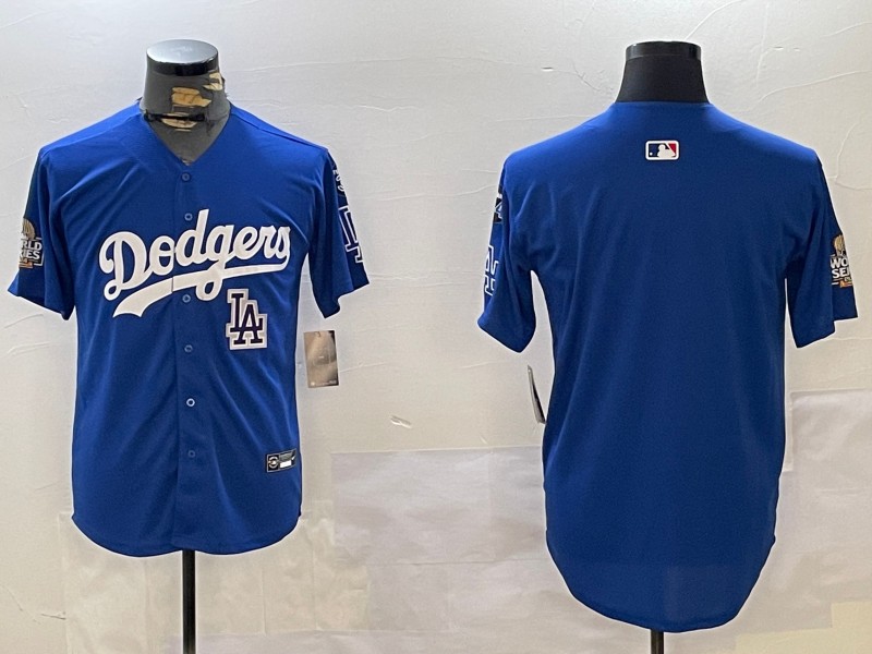 Men's Los Angeles Dodgers Blank Royal LA 2024 World Series With Fernando Memorial Patch Limited Stitched Baseball Jersey