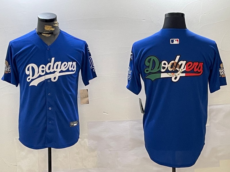 Men's Los Angeles Dodgers Blank Royal Big Logo LA 2024 World Series With Fernando Memorial Patch Limited Nike Stitched MLB Jerseys