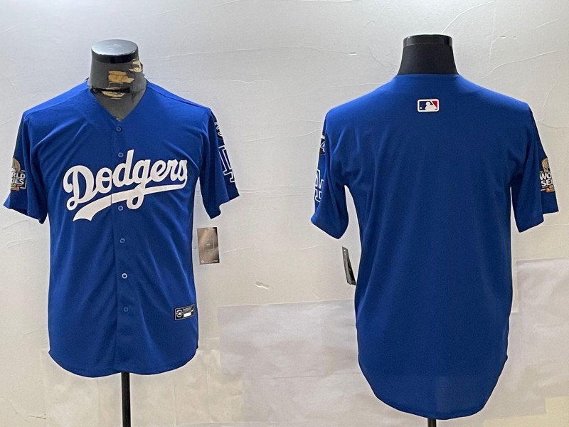 Men's Los Angeles Dodgers Blank Royal 2024 World Series With Fernando Memorial Patch Limited Stitched Baseball Jersey