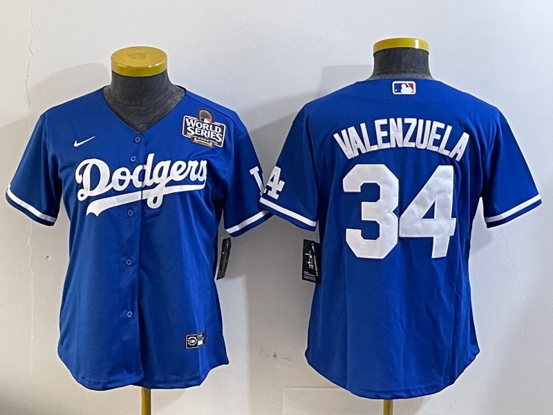 Women's Los Angeles Dodgers #34 Fernando Valenzuela Royal 2024 World Series Limited Stitched Baseball Jersey