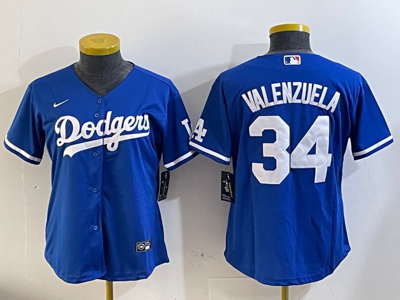 Women's Los Angeles Dodgers #34 Fernando Valenzuela Royal Limited Stitched Baseball Jersey