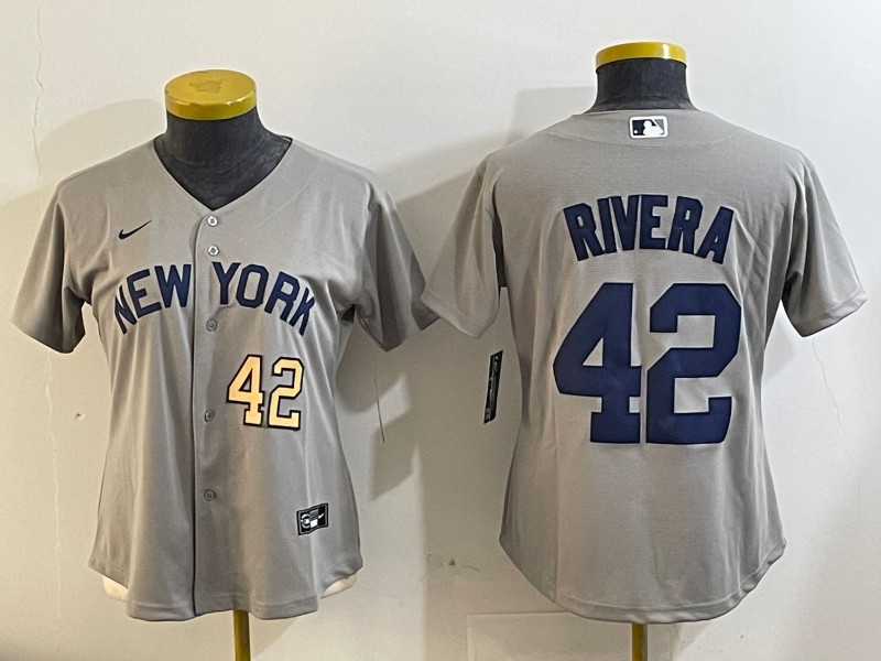 Youth New York Yankees #42 Mariano Rivera Grey Number Field of Dreams Cool Base Jersey