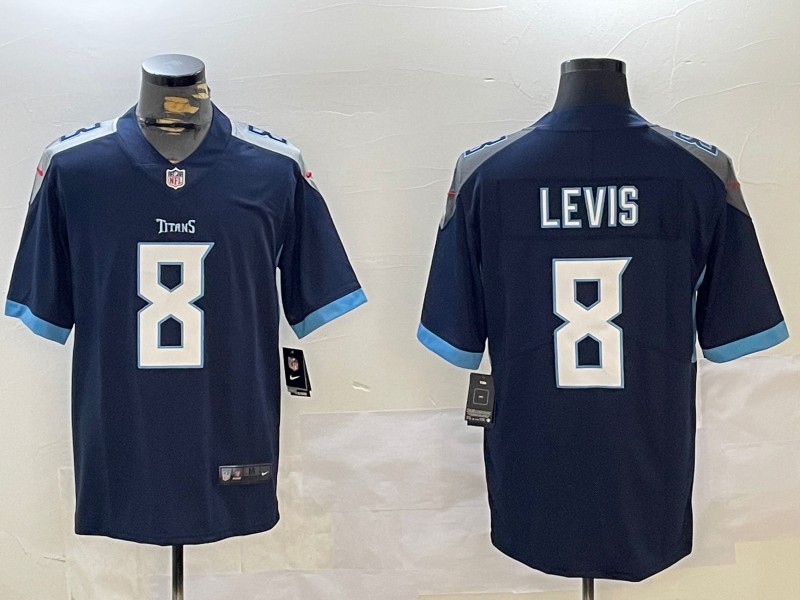 Men's Tennessee Titans #8 Will Levis Navy Vapor Limited Football Stitched Jersey