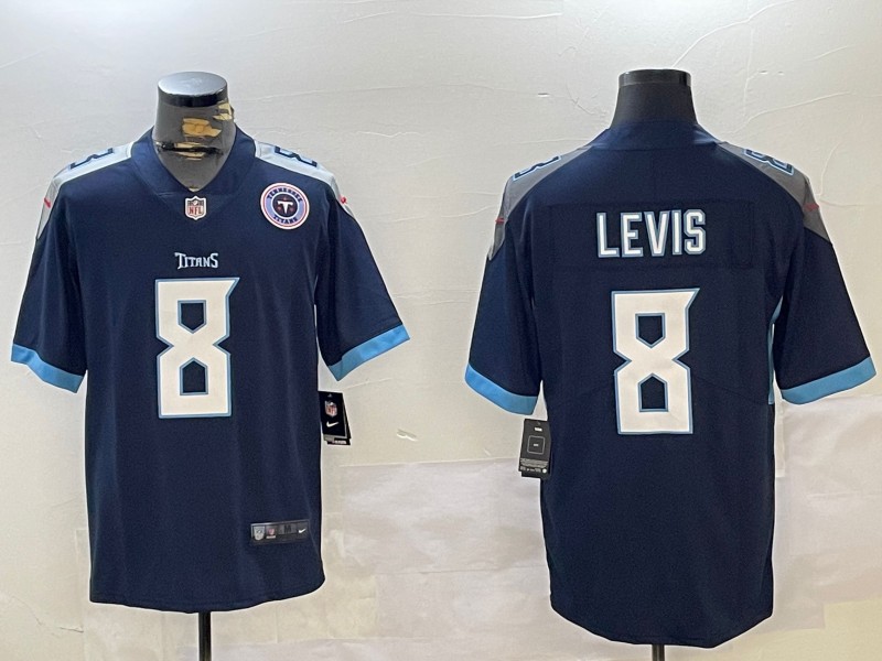 Men's Tennessee Titans #8 Will Levis Navy Vapor Limited Football Stitched Jerseys