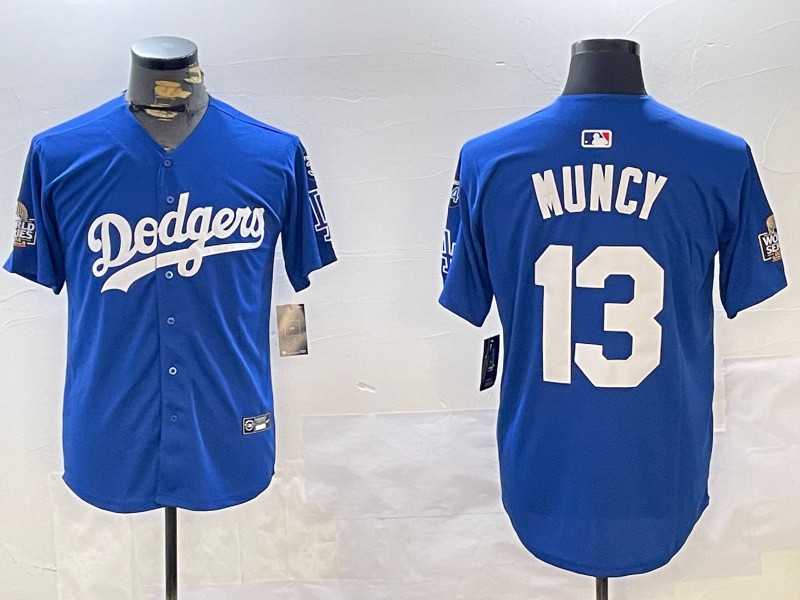 Men's Los Angeles Dodgers #13 Max Muncy Royal 2024 World Series With Fernando Memorial Patch Alternate Limited Stitched Baseball Jerseys