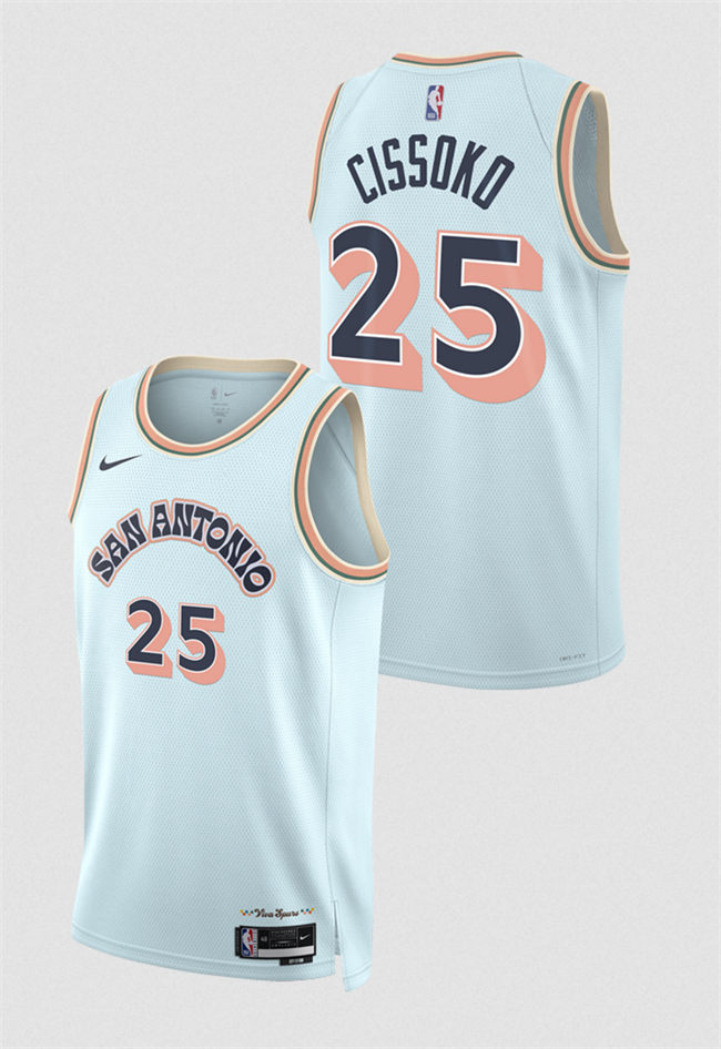 Men's San Antonio Spurs #25 Sidy Cissoko Light Blue 2024_25 City Edition Stitched Basketball Jersey