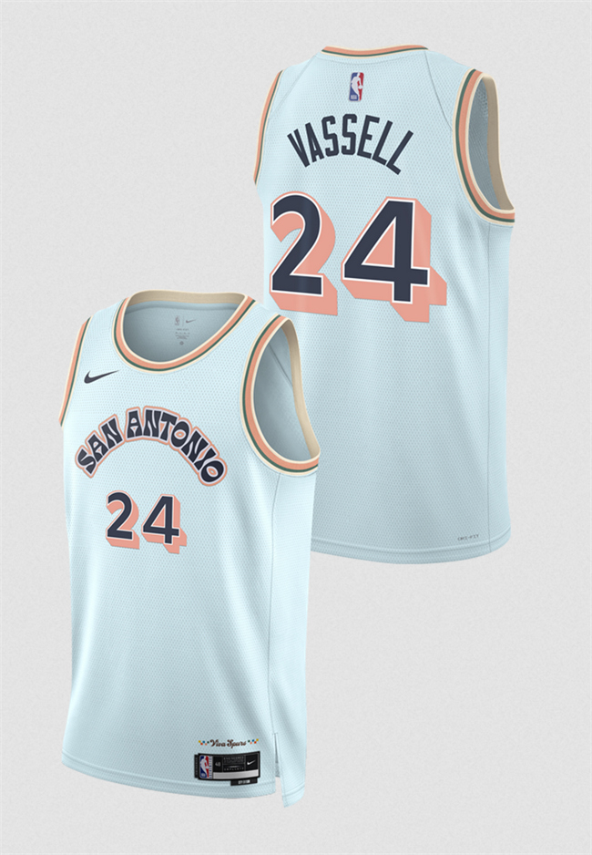 Men's San Antonio Spurs #24 Devin Vassell Light Blue 2024_25 City Edition Stitched Basketball Jersey