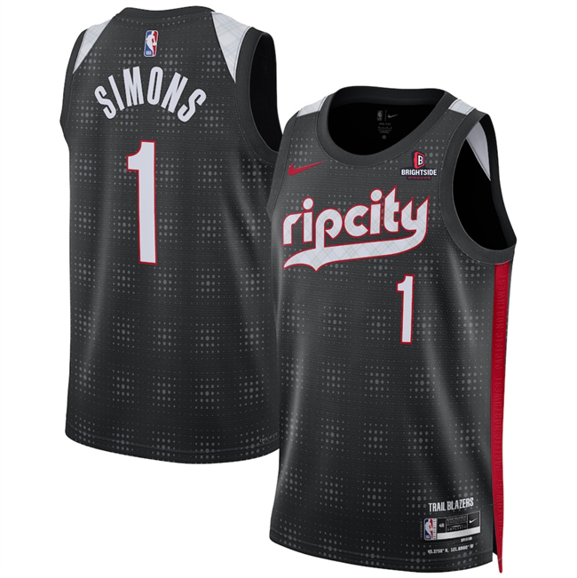 Men's Portland Trail Blazers #1 Anfernee Simons Black 2024_255 City Edition Edition Stitched Basketball Jersey