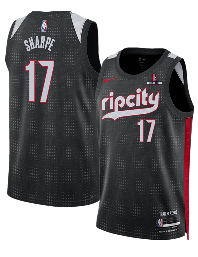 Men's Portland Trail Blazers #17 Shaedon Sharpe Black 2024_25 City Edition Edition Stitched Basketball Jersey