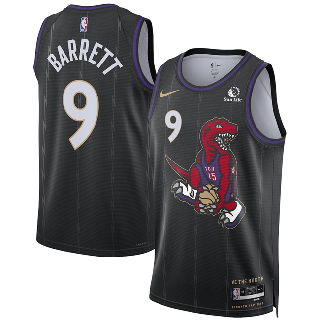 Men's Toronto Raptors #9 RJ Barrett Black 2024_25 City Edition Stitched Basketball Jersey