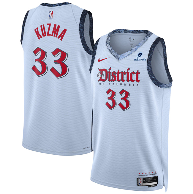 Men's Washington Wizards #33 Kyle Kuzma Powder Blue 2024_25 City Edition Stitched Basketball Jersey