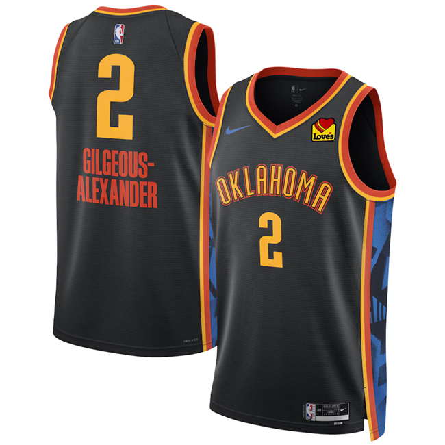 Men's Oklahoma City Thunder #2 Shai Gilgeous-Alexander Black 2024_25 City Edition Stitched Basketball Jersey