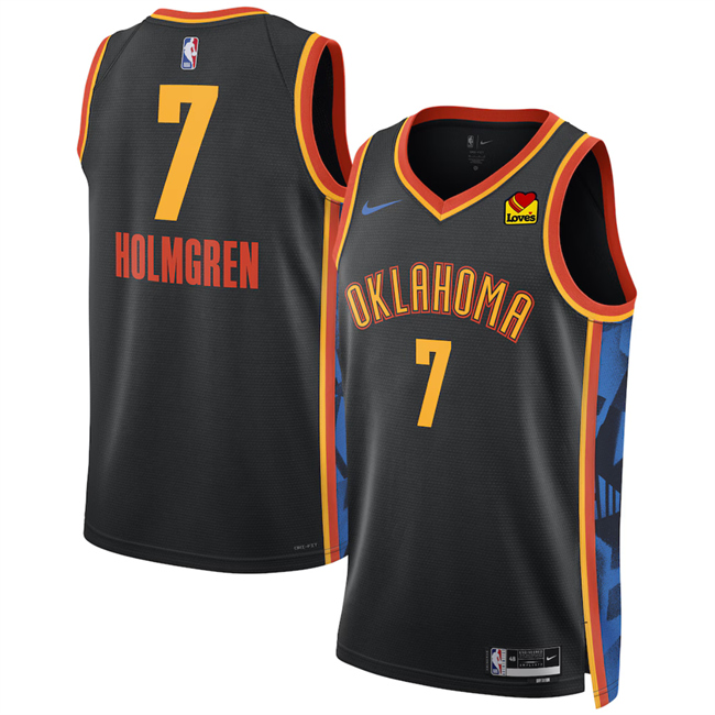 Men's Oklahoma City Thunder #7 Chet Holmgren Black 2024_25 City Edition Stitched Basketball Jersey