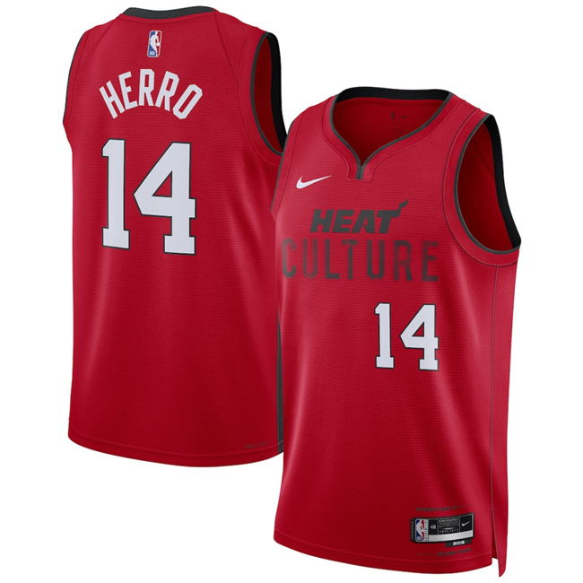 Men's Miami Heat #14 Tyler Herro Red 2024_25 City Edition Stitched Basketball Jersey