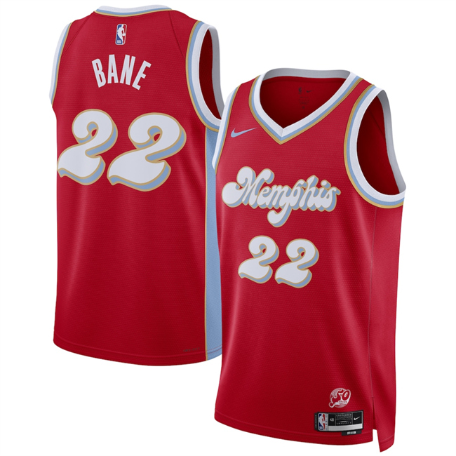 Men's Memphis Grizzlies #22 Desmond Bane Red 2024_25 City Edition Stitched Basketball Jersey