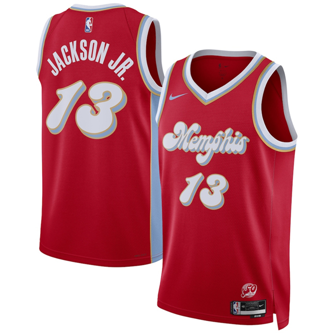 Men's Memphis Grizzlies #13 Jaren Jackson Jr. Red 2024_25 City Edition Stitched Basketball Jersey