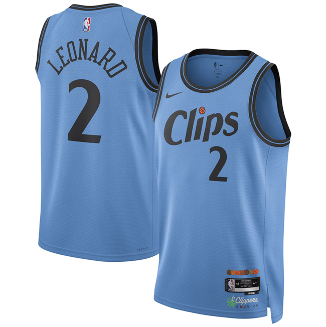 Men's Los Angeles Clippers #2 Kawhi Leonard Light Blue 2024_25 CityEdition Stitched Jersey