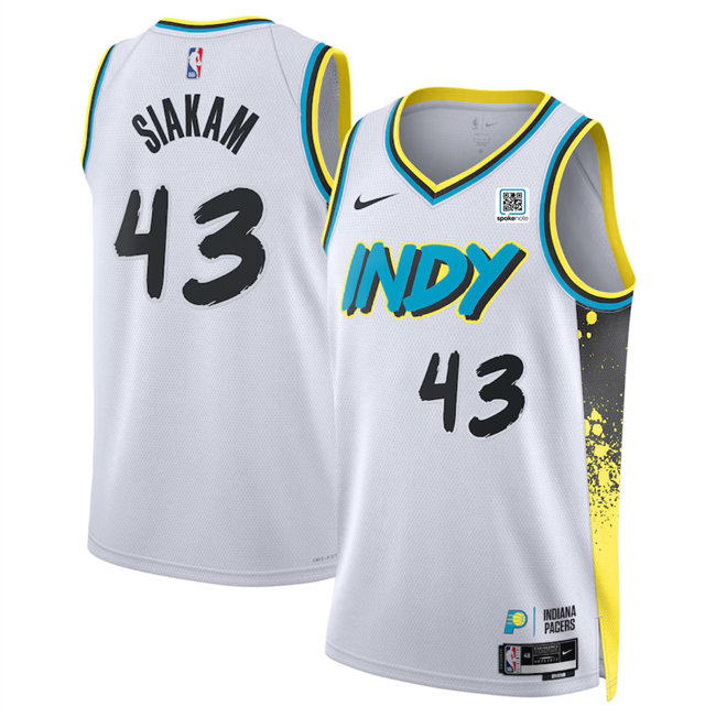 Men's Indiana Pacers #43 Pascal Siakam White 2024_25 City Edition Stitched Basketball Jersey