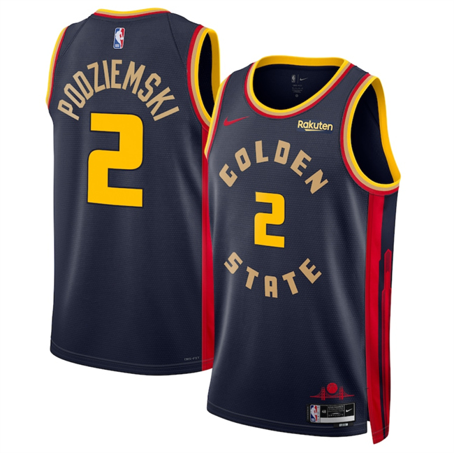 Men's Golden State Warriors #2 Brandin Podziemski Navy 2024_25 City Edition Stitched Basketball Jersey