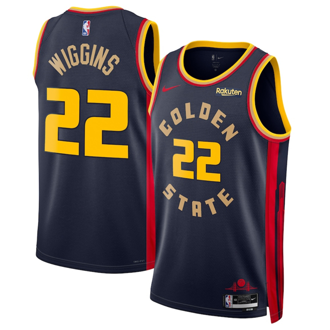 Men's Golden State Warriors #22 Andrew Wiggins Navy 2024_25 City Edition Stitched Basketball Jersey