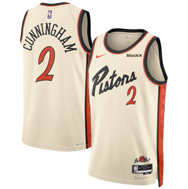 Men's Detroit Pistons #2 Cade Cunningham White 2024_25 City Edition Stitched Basketball Jersey