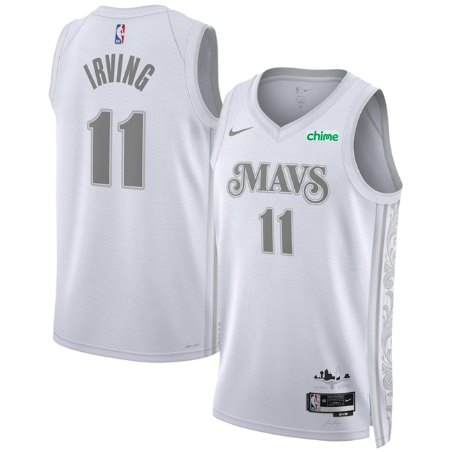 Men's Dallas Mavericks #11 Kyrie Irving White 2024_25 City Edition Stitched Basketball Jersey