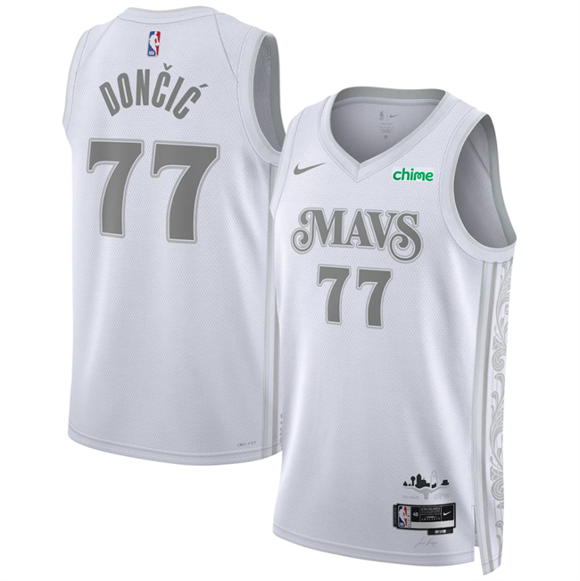 Men's Dallas Mavericks #77 Luka Dončić White 2024_25 City Edition Stitched Basketball Jersey