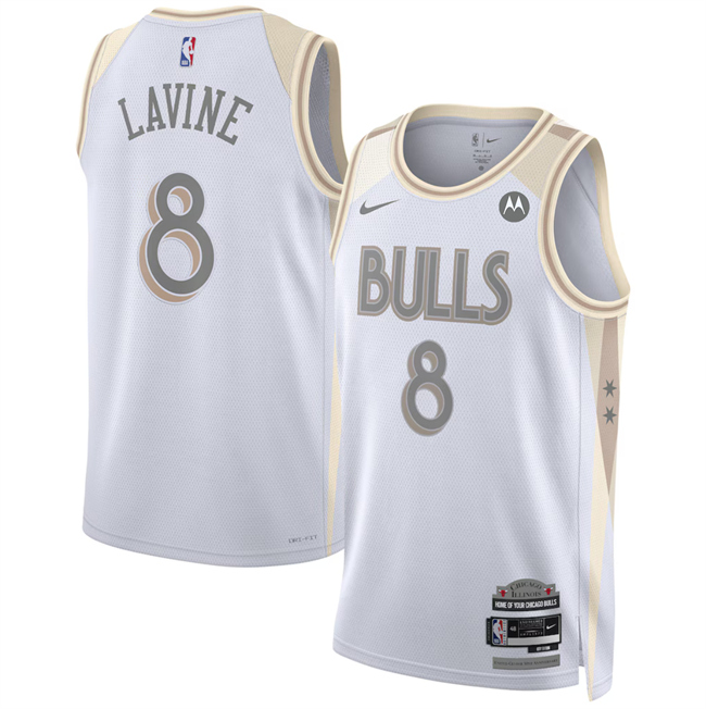 Men's Chicago Bulls #8 Zach LaVine White 202_25 City Edition Stitched Basketball Jersey