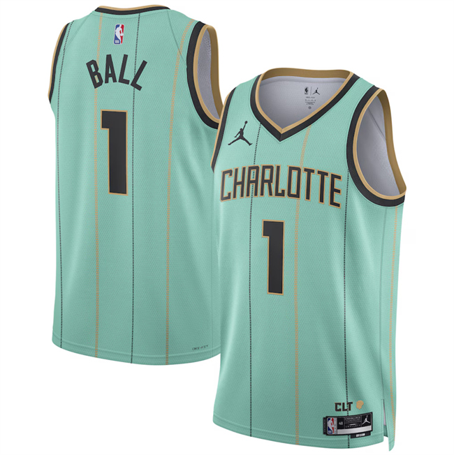 Men's Charlotte Hornets #1 LaMelo Ball Mint 2024_25 City Edition Stitched Basketball Jersey