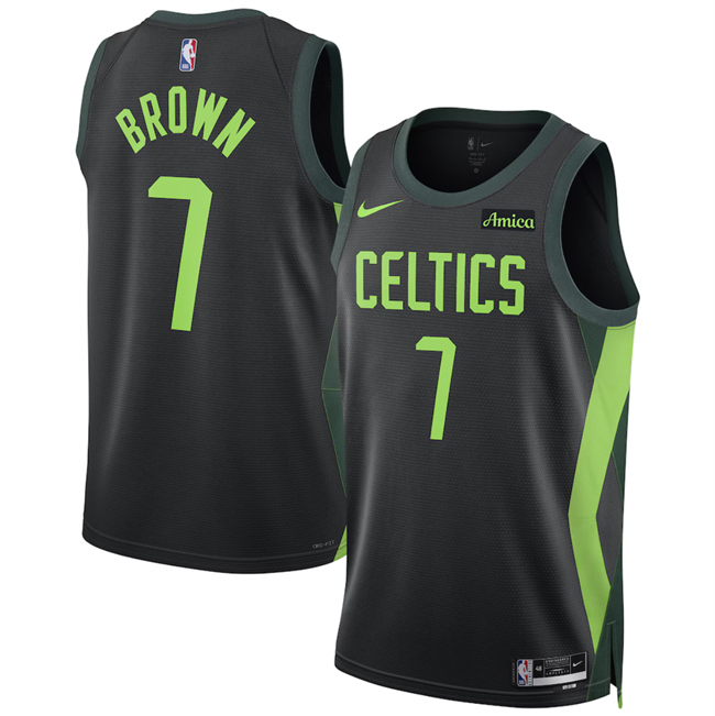 Men's Boston Celtics #7 Jaylen Brown Black 2024_25 City Edition Stitched Basketball Jersey