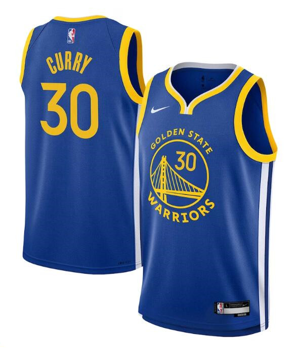 Youth Golden State Warriors #30 Stephen Curry Royal Icon Edition Swingman Stitched Basketball Jersey