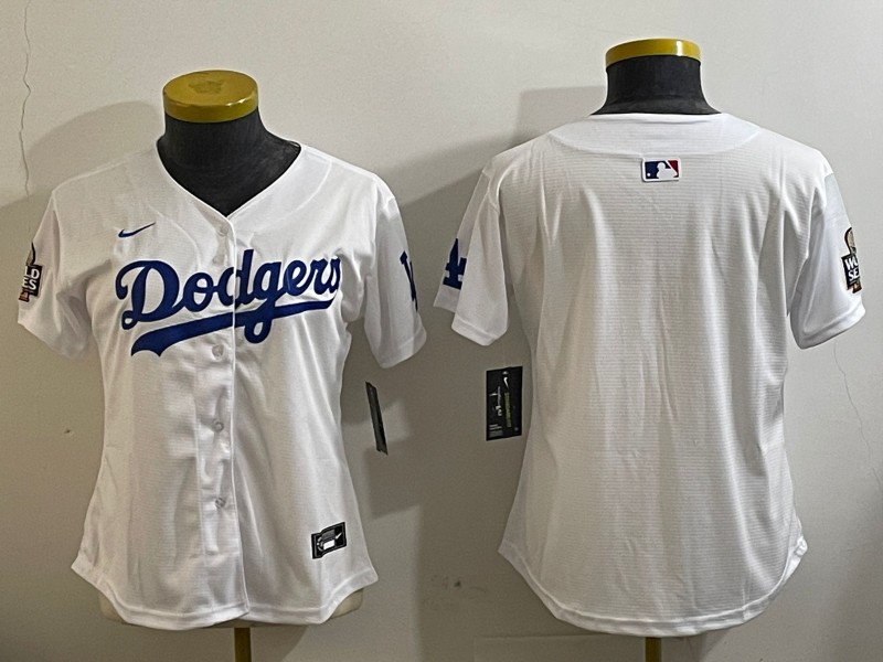 Women's Los Angeles Dodgers Blank White 2024 World Series Limited Stitched Baseball Jersey