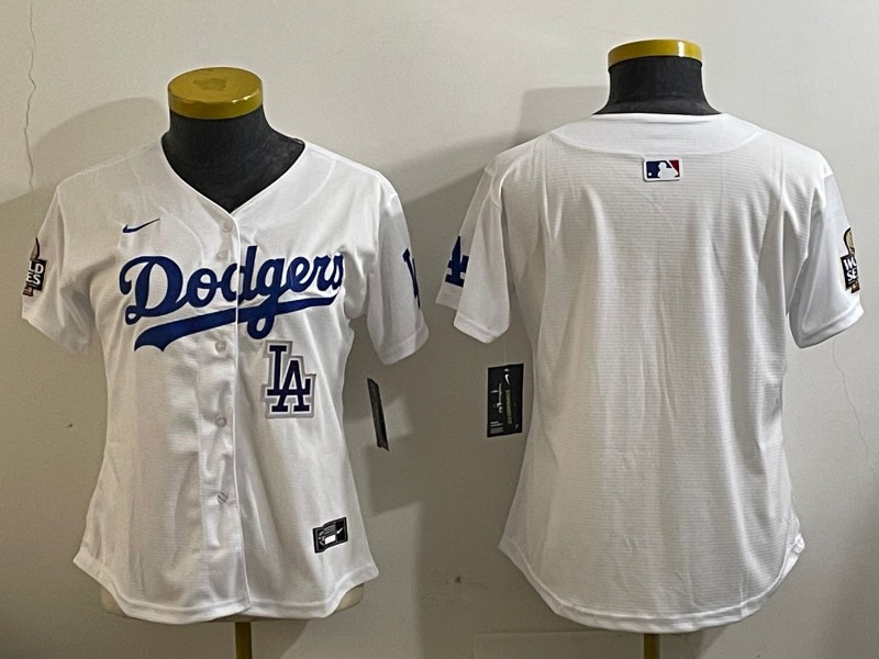 Women's Los Angeles Dodgers Blank White LA 2024 World Series Limited Stitched Baseball Jersey