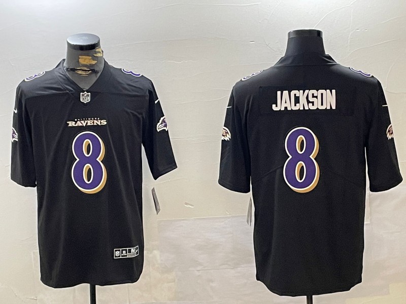 Men's Baltimore Ravens #8 Lamar Jackson Black Nike Fashion Vapor Untouchable Limited NFL Jersey