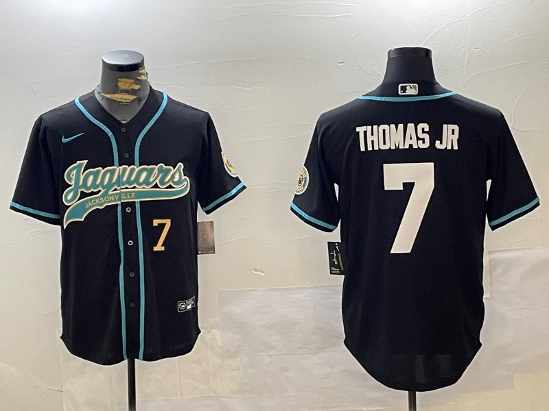 Men's Jacksonville Jaguars #7 Brian Thomas Jr Black Number Nike Stitched MLB Baseball Jersey