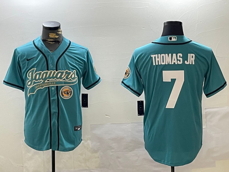 Men's Jacksonville Jaguars #7 Brian Thomas Jr Teal Nike Stitched MLB Baseball Jerseys