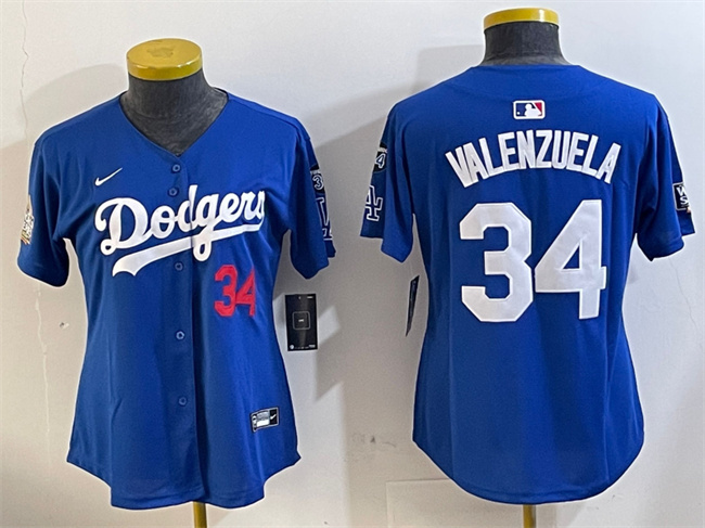 Youth Los Angeles Dodgers #34 Toro Valenzuela Royal 2024 World Series With Fernando Memorial Patch Alternate Limited Stitched Baseball Jersey