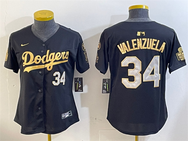 Youth Los Angeles Dodgers #34 Toro Valenzuela Black_Gold 2024 World Series With Fernando Memorial Patch Limited Stitched Baseball Jerseys