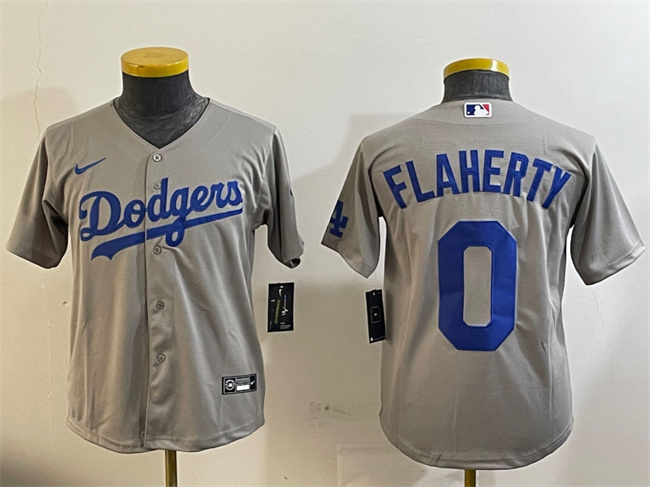 Women's Los Angeles Dodgers #0 Jack Flaherty Grey Cool Base Stitched Baseball Jersey(Run Small)