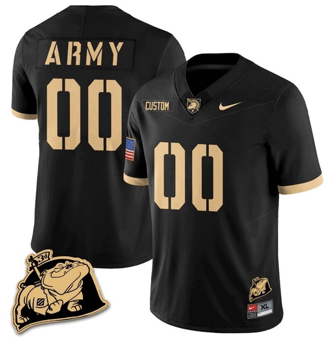 Men's Army Black Knights Customized Black 2024 F.U.S.E. Rocky The Bulldog Patch Vapor Stitched Football Jersey