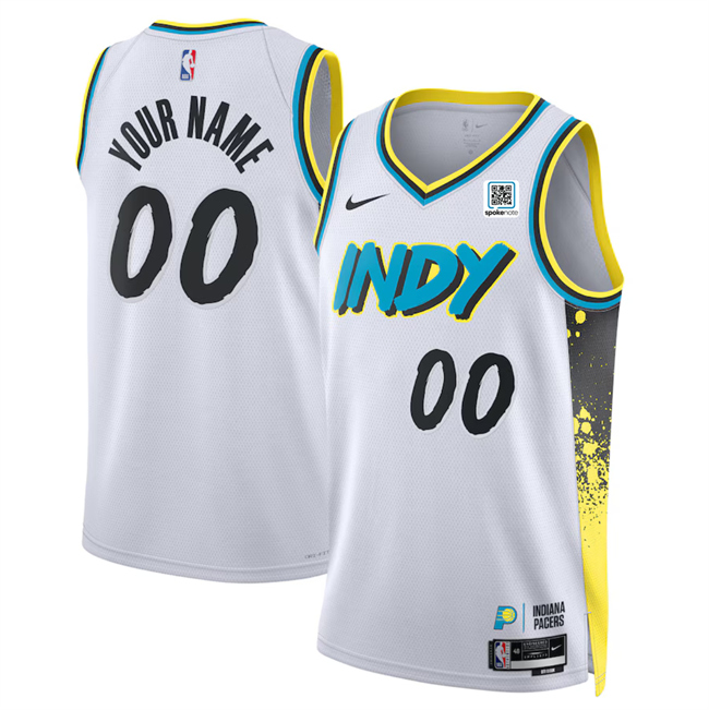 Men's Indiana Pacers Customized White 2024_25 City Edition Stitched Basketball Jersey